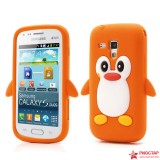 Силиконовый чехол Пингвин для Samsung S7562 Galaxy S Duos (оранжевый)